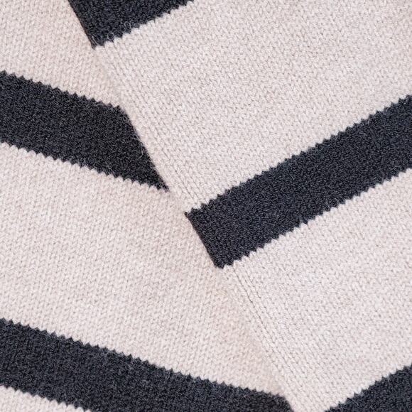 H&M Loose Fit Heather Tan Black Striped Crewneck Sweater Womens Size L - Picture 8 of 10